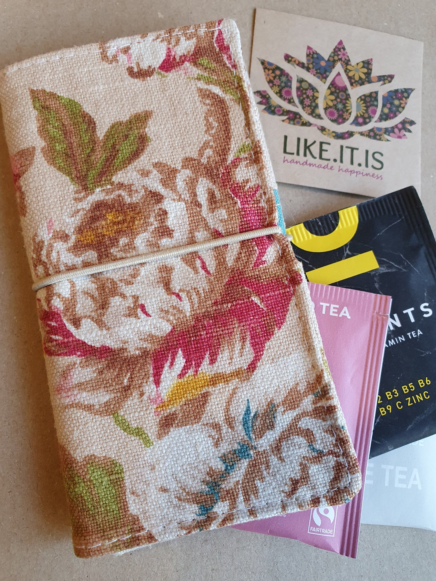Teabag Traveller - vintage Sanderson peony
