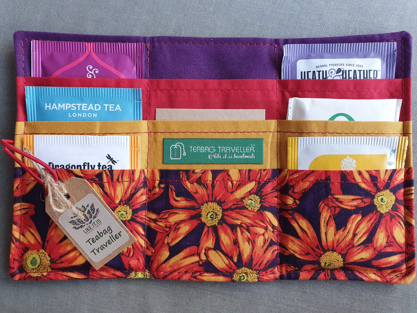 Teabag Traveller - gerbera, red