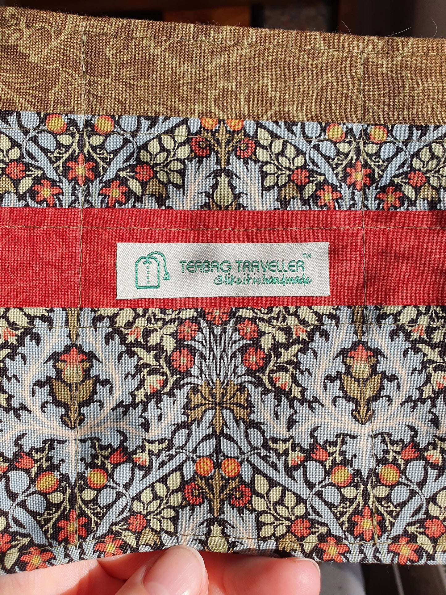 Teabag Traveller - William Morris, autumn flower duckegg blue